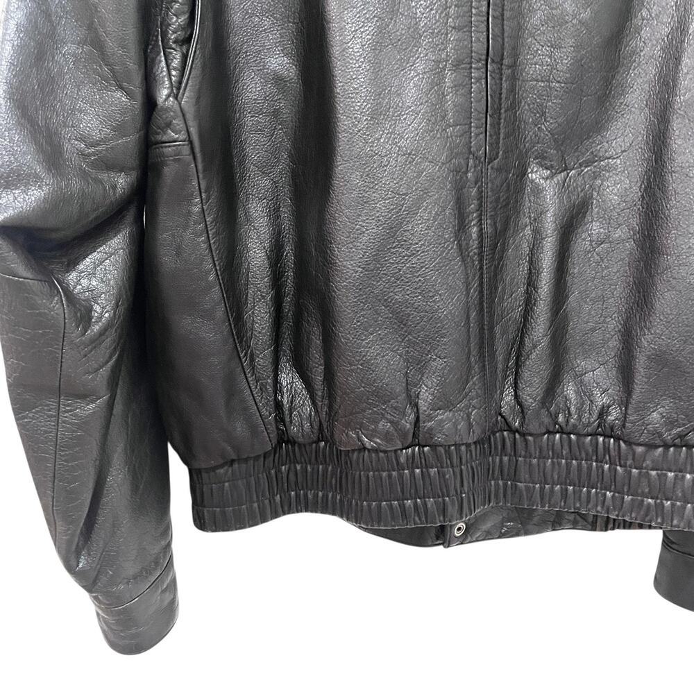 Reed Jacket Mens 40 Dark Brown Leather Bomber Full Zip Stand Collar Lined - Picture 7 of 10